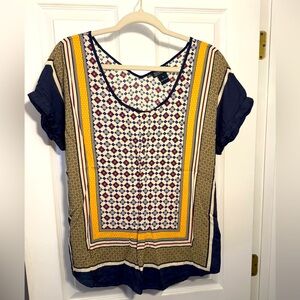 Lucky Brand Blouse Live in Love, Color Block Short Sleeve, medium